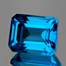 9x7 mm 1pc Octagon Emerald Cut AAA Fire Intense Swiss Blue Topaz Natural {Flawless-VVS}--AAA Grade