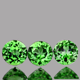 4.00 mm 3 pcs Round Brilliant Cut AAA Fire Natural Green Tsavorite Garnet {Flawless-VVS}