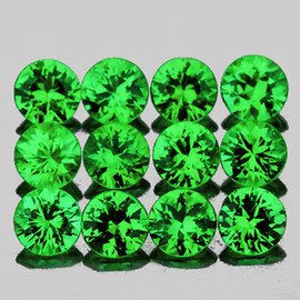 2.50 mm 12 pcs Round Brilliant Cut AAA Fire Intense Chrome Green Tsavorite Garnet Natural {Flawless-VVS )--AAA Grade