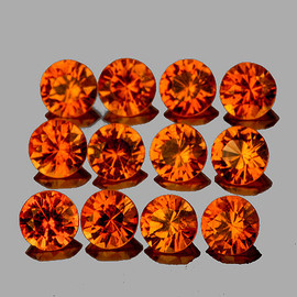 2.50 mm 12 pcs Round Brilliant Cut AAA Fire Mandarin Orange Spessartite Garnet Natural  {Flawless-VVS1}--AAA Grade