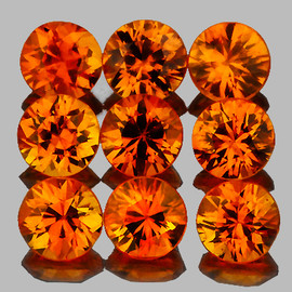2.80 mm 9 pcs Round Brilliant Cut AAA Fire Mandarin Orange Spessartite Garnet Natural {Flawless-VVS}