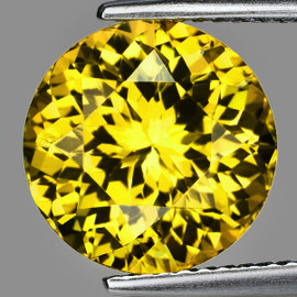 5.80 mm { 0.95 cts } Round Machine Brilliant Cut Extreme Brilliancy Intense Yellow Chrysoberyl Natural {Flawless-VVS}--AAA Grade