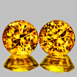 5.50 mm 2 pcs { 1.70 cts } Round Machine Cut Best AAA Fire Intense Golden Yellow Sapphire Natural {Flawless-VVS1}--AAA Grade
