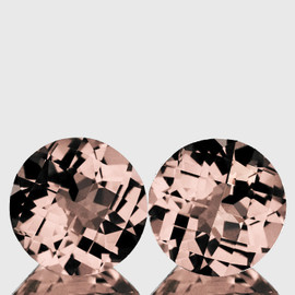 7.00 mm 2pcs { 2.61 cts } Round Checker Brilliant Cut AAA Fire Natural Peach Pink Morganite { Flawless-VVS }--AAA Grade