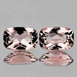 7x5 mm 2pcs { 1.50 cts } Cushion Brilliant Cut AAA Fire Natural Peach Pink Morganite { Flawless-VVS }
