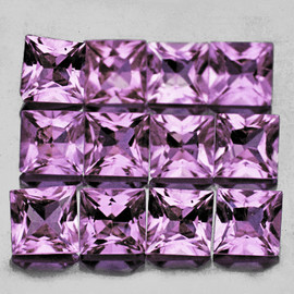 2.20 mm 12 pcs Square Princess Cut AAA Fire Natural Pink Purple Sapphire {Flawless-VVS}