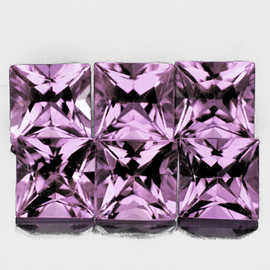 3.30 mm 6 pcs { 1.50 cts } Square Princess Cut Extreme Brilliancy Natural Pink Purple Sapphire {Flawless-VVS}--AAA Grade