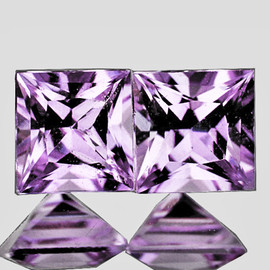 3.50 mm 2 pcs Square Princess Cut Extreme Brilliancy Natural Purple Sapphire {Flawless-VVS}