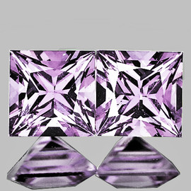 3.70 mm 2 pcs Square Princess Cut Extreme Brilliancy Natural Top Purple Sapphire {Flawless-VVS}