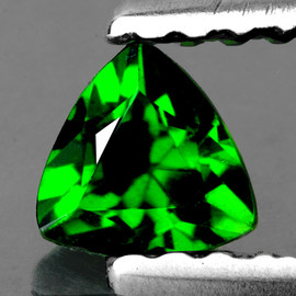 6.00 mm { 0.81 cts } Trilliant Brilliant Cut AAA Fire Natural Chrome Green Diopside {Flawless-VVS1}