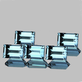 5x3 mm 5 pcs { 1.25 cts } Baguette Emerald Cut AAA Fire Natural Santa Maria Blue Aquamarine {Flawless-VVS}