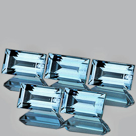6x3 mm 5 pcs { 1.68 cts } Baguette Emerald Cut AAA Fire Natural Santa Maria Blue Aquamarine {Flawless-VVS}