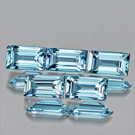 6x3 mm 5 pcs Baguette Machine Emerald Cut AAA Neon Natural Santa Maria Blue Aquamarine {Flawless-VVS}--AAA Grade