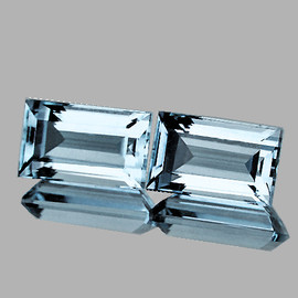 8x4 mm 2 pcs { 1.22 cts } Baguette Emerald Cut AAA Fire Natural Blue Aquamarine {Flawless-VVS}