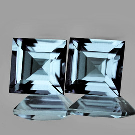 5.00 mm 2 pcs { 1.01 cts } Square Emerakd Cut AAA Fire Natural Santa Maria Blue Aquamarine {Flawless-VVS}