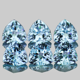 5.00 mm 6 pcs { 2.11 cts } Trilliant Brilliant Cut Extreme Brilliancy Natural Santa Maria Blue Aquamarine {Flawless-VVS}