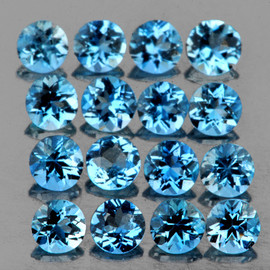 2.00 mm 30 pcs { 1.07 cts } Round Brilliant Cut AAA Fire Intense Santa Maria Blue Aquamarine Natural  {Flawless-VVS}--AAA Grade