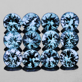 2.70 mm 12 pcs Round Machine Brilliant Cut Extreme Brilliancy Natural AAA Teal Blue Sapphire {Flawless-VVS}--AAA Grade