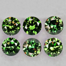 3.00 mm 6 pcs Round Machine Brilliant Cut Extreme Brilliancy Intense Green Sapphire Natural {Flawless-VVS}--AAA Grade