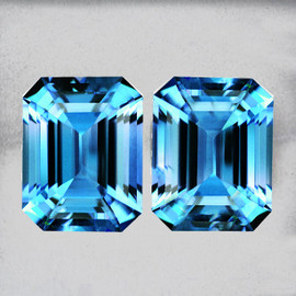 8x6 mm 2pcs Octagon Emerald Cut AAA Fire Intense Swiss Blue Topaz Natural {Flawless-VVS}--AAA Grade