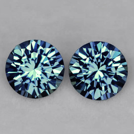 3.80 mm 2 pcs Round Machine Brilliant Cut Extreme Brilliancy AAA Teal Green Blue Sapphire Natural {Flawless-VVS}--AAA Grade