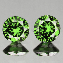 3.50 mm 2pcs Round Machine Brilliant Cut Extreme Brilliancy Intense Chrome Green Madagascar Sapphire Natural { Flawless-VVS }--AAA Grade