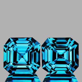 5.50 mm 2pcs Square Asscher Cut Best AAA Fire Intense Electric Blue Zircon {Flawless-VVS}--AAA Grade