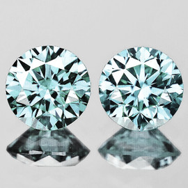 5.00 mm 2 pcs Round Brilliant Cut Extreme Brilliancy Natural Light Blue Zircon {Flawless-VVS)
