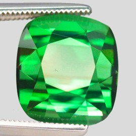 6.5x6 mm { 1.60 cts } Cushion Step Cut Best AAA Neon Chrome Green Tourmaline Afghanistan Natural { Flawless-VVS }--AAA Grade
