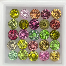 2.80 mm 20 pcs Round Brilliant Cut AAA Fire Multi Color Tourmaline Mozambique Natural (Flawless-VVS1)
