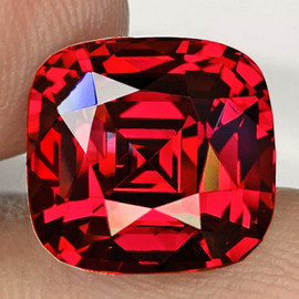 8x7 mm { 2.78 cts} Cushion Machine Cut Extreme Brilliancy Intense AAA Red Rhodolite Garnet Natural (Umbalite) {Flawless-VVS1}--AAA Grade