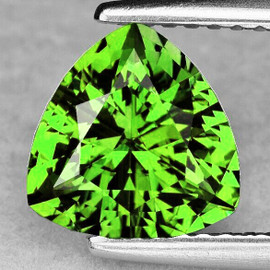 9.50 mm { 3.21 cts} Trilliant Brilliant Cut Extreme Brilliancy Intense Green Peridot Natural {Flawless-VVS}--AAA Grade