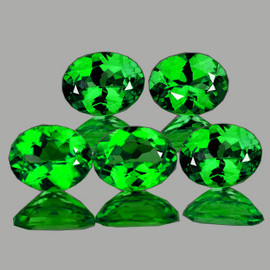 4.5x3.5 mm 5 pcs Oval Brilliant Cut AAA Fire AAA Emerald Green Tsavorite Garnet Natural {Flawless-VVS}--AAA Grade