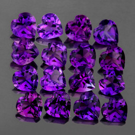 3.50 mm 17 pcs Heart Intense Purple Amethyst Natural {Flawless-VVS1}