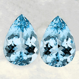 9x7 mm 2 pcs { 2.78 cts } Pear Brilliant Cut Extreme Brilliancy Natural AAA Santa Maria Blue Aquamarine {Flawless-VVS}--AAA Grade