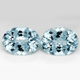 9x7 mm 2pcs Oval Brilliant Cut Extreme Brilliancy Natural Blue Aquamarine {Flawless-VVS}