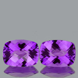 16x12 mm 2 pcs { 18.77 cts } Cushion Checker Brilliant Cut AAA Fire Natural Purple Amethyst {Flawless-VVS1}