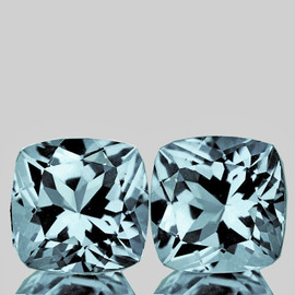 8.00 mm 2 pcs { 4.12 CTS } Cushion Brilliant Cut Extreme Brilliancy Natural Santa Maria Blue Aquamarine {Flawless-VVS}--AAA Grade