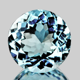 7.00 mm { 1.17 cts } Round Brilliant Cut Extreme Brilliancy Natural Blue Aquamarine {Flawless-VVS1}--AAA Grade