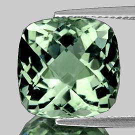 15.00 mm { 11.32 cts } Cushion Checker AAA Fire AAA Green Amethyst Natural {Flawless-VVS1}
