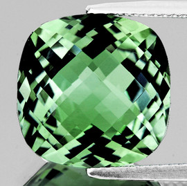 15.00 mm { 11.12 cts } Cushion Checker AAA Fire Intense Green Amethyst Natural {Flawless-VVS1}--AAA Grade