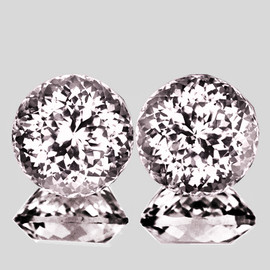 8.00 mm 2 pcs Round Machine Brilliant Cut Extreme Brilliancy Natural Light Pink Morganite { Flawless-VVS }--AAA Grade