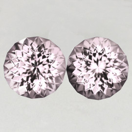 6.50 mm 2 pcs Round Machine Brilliant Cut Extreme Brilliancy Natural Light Pink Morganite { Flawless-VVS }--AAA Grade