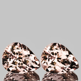 8x6 mm 2 pcs Pear Brilliant Cut Extreme Brilliancy Natural AAA Peach Morganite { Flawless-VVS }--AAA Grade
