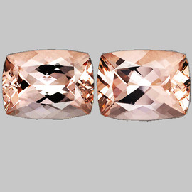8x6 mm 2 pcs Cushion Brilliant Cut Extreme Brilliancy AAA Peach Morganite Natural { Flawless-VVS }--AAA Grade