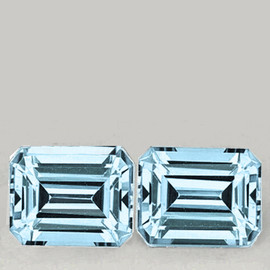 8.5x6.5 mm 2 pcs {  3.18 cts } Octagon Emerald Cut Best AAA Neon Natural Santa Maria Blue Aquamarine {Flawless-VVS}--AAA Grade