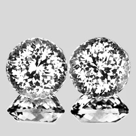 5.00 mm 2pcs Round Machine Brilliant Cut Extreme Brilliancy Natural Colorless Goshenite (White Beryl ) {Flawless-VVS}