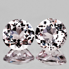 5.20 mm 2 pcs Round Machine Brilliant Cut Extreme Brilliancy Natural Light Pink Morganite { Flawless-VVS }