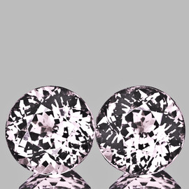 5.50 mm 2 pcs Round Machine Brilliant Cut Extreme Brilliancy Natural Light Pink Morganite { Flawless-VVS }