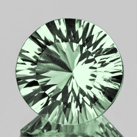 12.00 mm { 5.73 cts } Round Concave Cut Extreme Brilliancy Natural Green Amethyst {Flawless-VVS1}